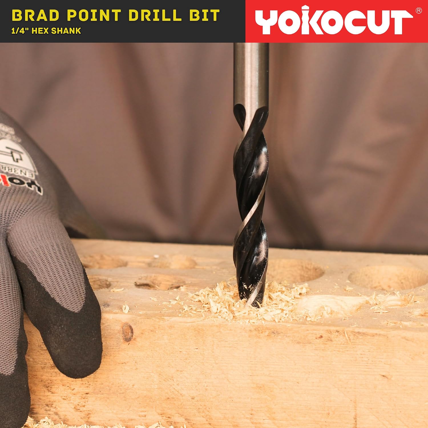 Brad Point Drill Bits Set, 13pcs for Woodworking, 1/4" Hex Shank 1/8" to 1/2" Wood Drill Bits for Hardwood, Plywood