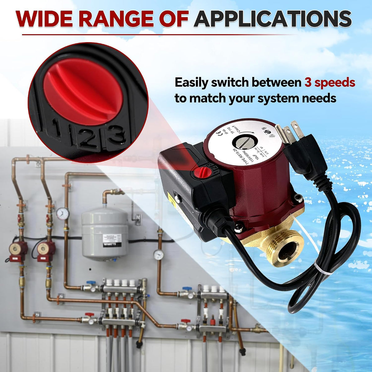 59896776 Hot Water Circulation Pump Compatible with Grundfos UP15-29SU/LC