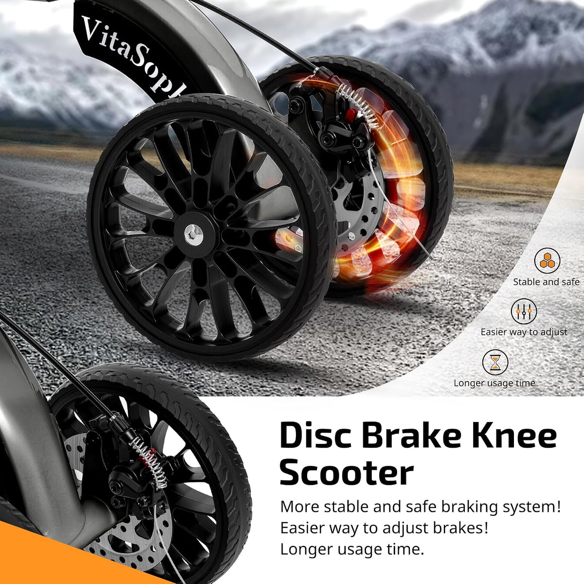 Steerable Knee Scooter Walker for Adults, Black