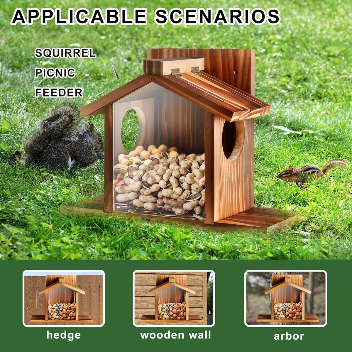 Squirrel Feeders for Outside, Squirrel House for Outdoor - Chipmunk Feeder, Squirrel Food for Backyard Squirrels Hold