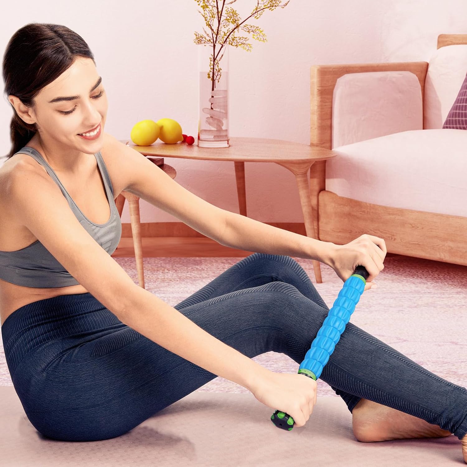 Professional 9-Roller Deep Tissue Massage Stick - Portable Muscle Recovery Roller for Athletes, Relieves Post-Workout