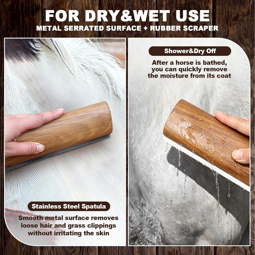 Professional Large Wooden Horse Deshedding Brush 7.87in/20cm