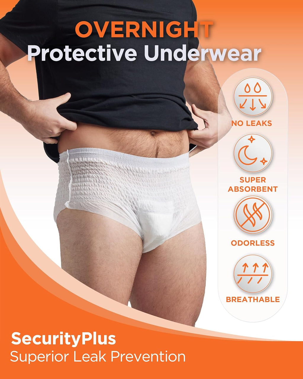Security Plus Overnight Adult Diapers, Maximum Protection,XL