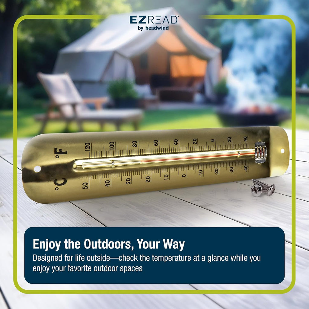 Headwind Consumer Products 840-0062 Metal Thermometer Brass 12"