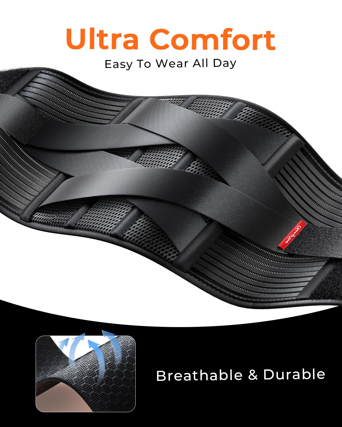 Ultra Breathable Work Back Brace for Men, Upgraded Medical-Grade Support