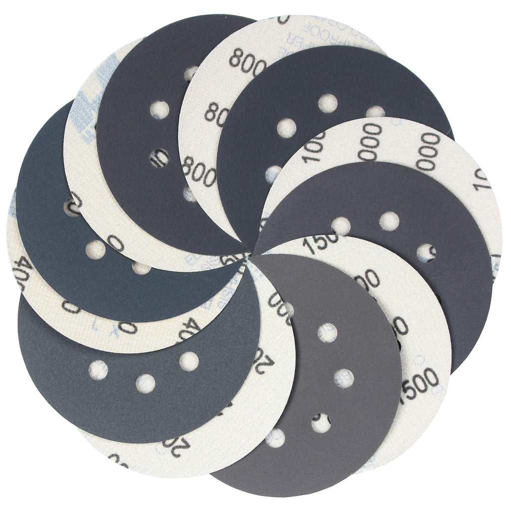 5 inch Wet Dry Sanding Discs Hook & Loop 60 pcs | 400 600 800 1000 1500 2000 Grit Silicon Carbide Orbital Sander