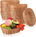 Geytetqi 20 Pack 10 x 7.5 x 2.75 Inch Oval Poly Wicker Bread Baskets Bulk, Plastic Oval Bread Baskets for Serving