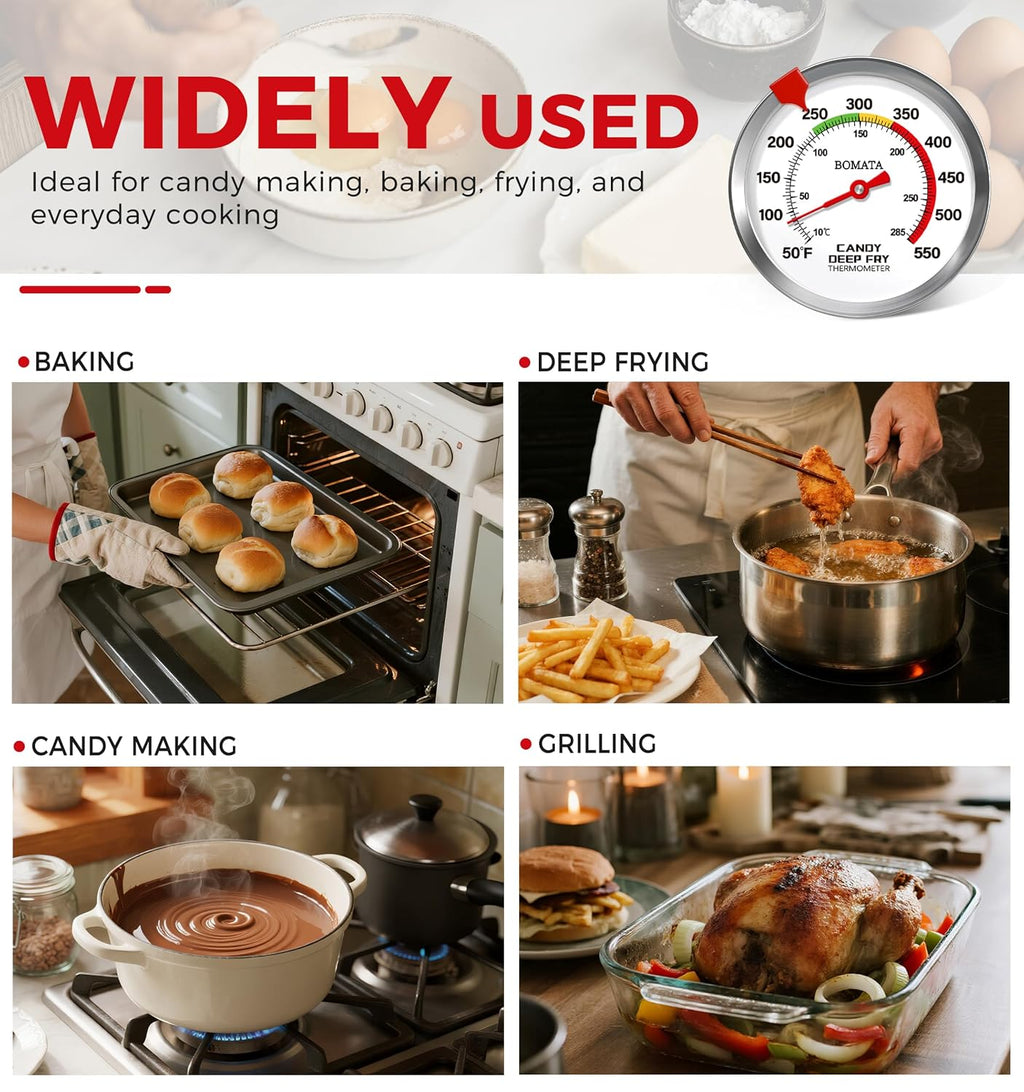2-Pack Candy Thermometer with Pot Clip,IP67 Deep Fry Oil Thermometer
