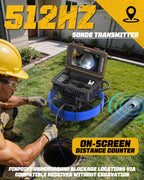 Anysun 9'' Sewer Camera Self Leveling 512Hz, 7MM Cable,Counter,5100mAh,DVR