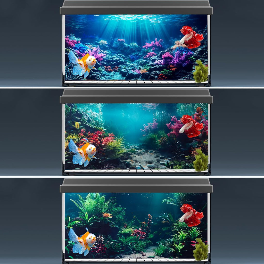 3 Pack Aquarium Background, 36x18 inch Polyester Aquarium Background