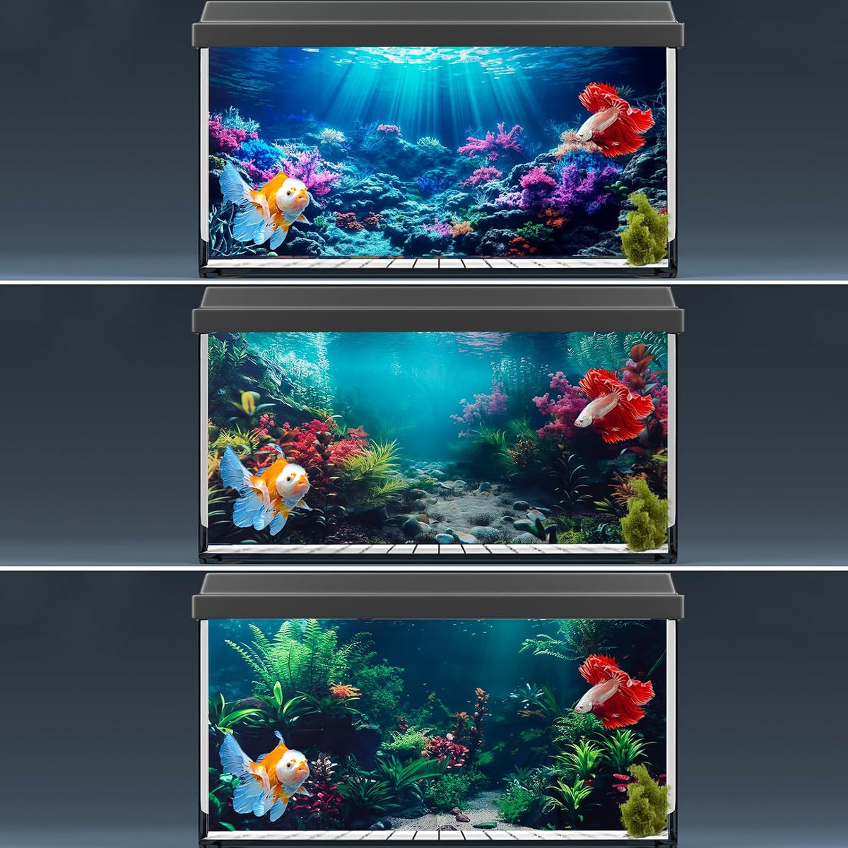 3 Pack Aquarium Background, 36x18 inch Polyester Aquarium Background
