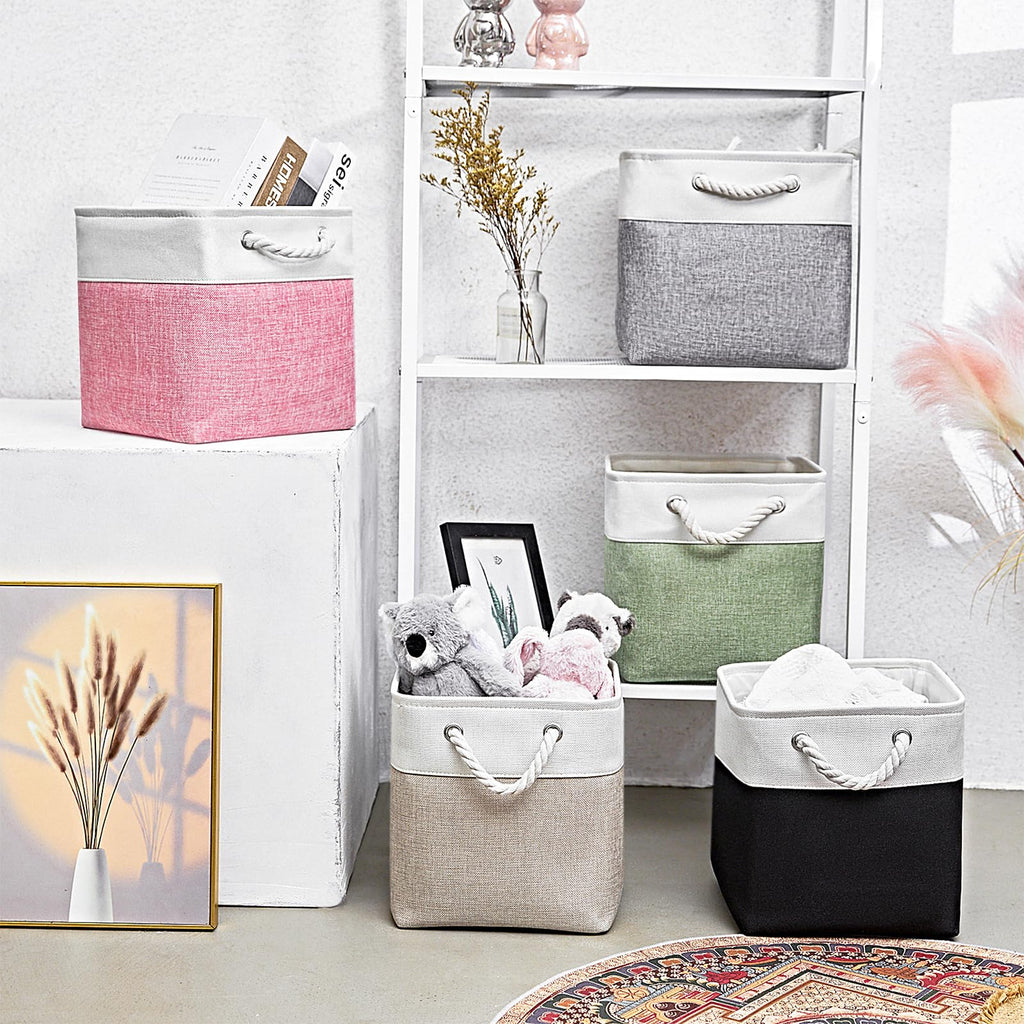 11x11 Inch Cube Storage Bins, 6 Pack Fabric Storage Cubes for Shelves, Cube Organizer Bins with Handles, Cloth Cubby