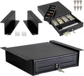 13" Electronic Cash Register Drawer with Under Counter Mounting Metal Bracket - POS, 4 Bill 5 Coin Cash Tray