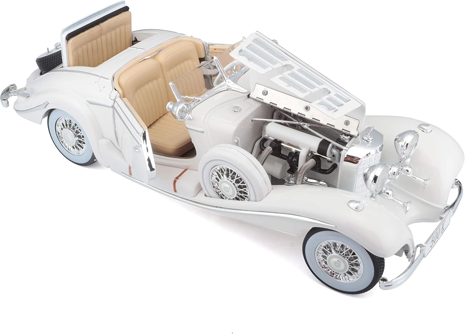 1936 Mercedes Benz 500 K Special Roadster White 1/18 Diecast Model Car by Maisto