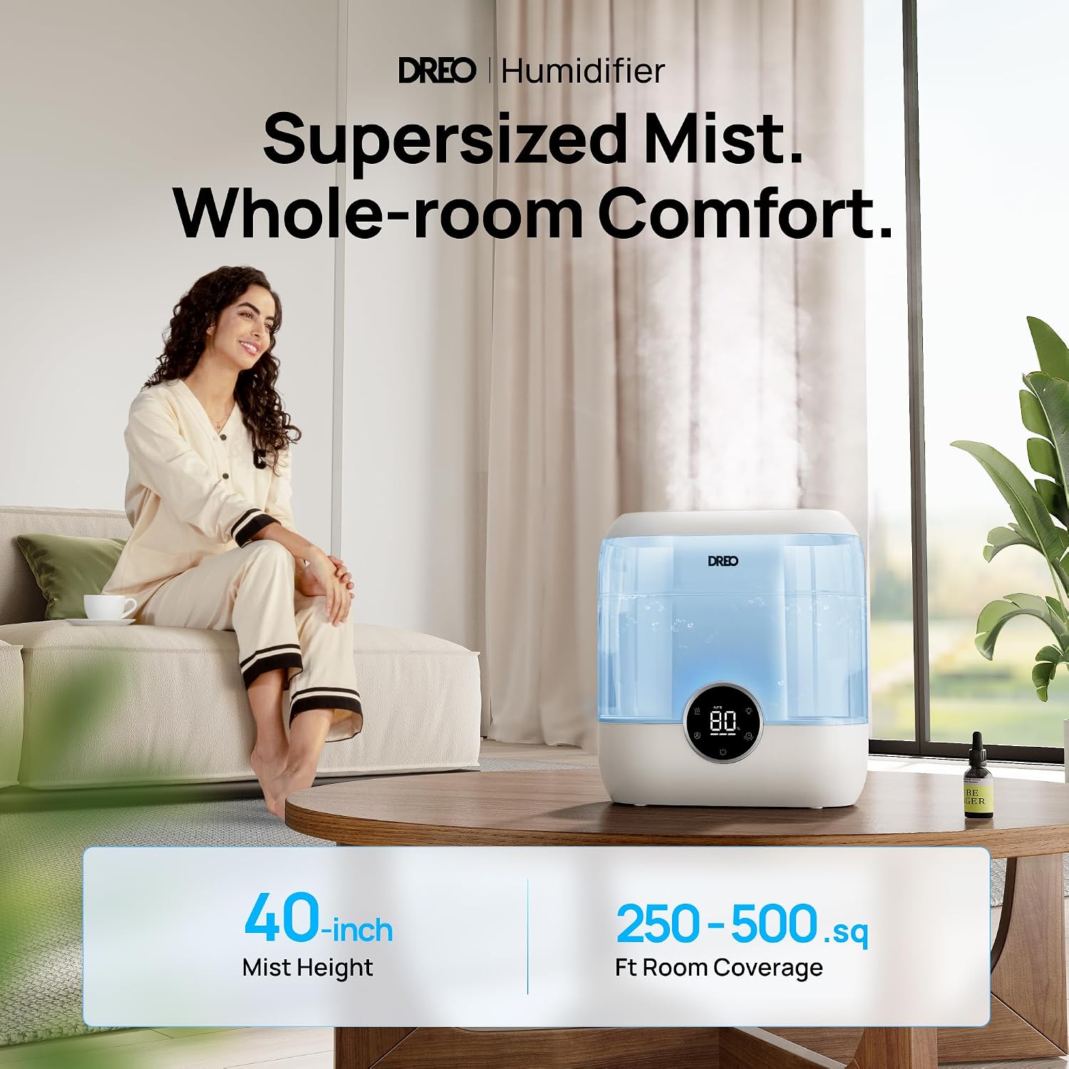 6L Humidifiers for Bedroom, 60H Runtime, 28 dB Quiet, HM524, Blue | Precise Humidity Control, Easy to Refill & Clean
