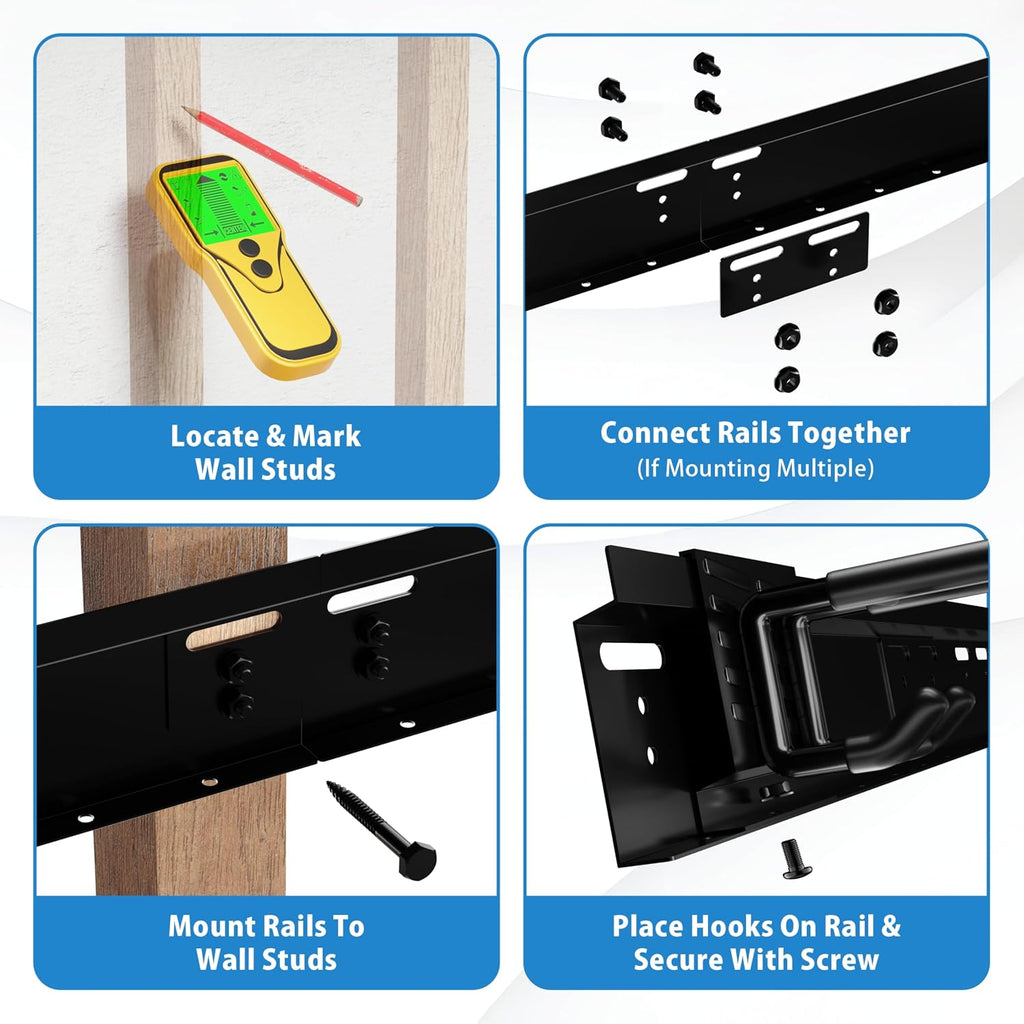 USA Based Ski Rack Wall Mount, Holds 6 Pairs for Ski Storage Rack, Snowboard Hanger & Ski Holders for Wall Storage