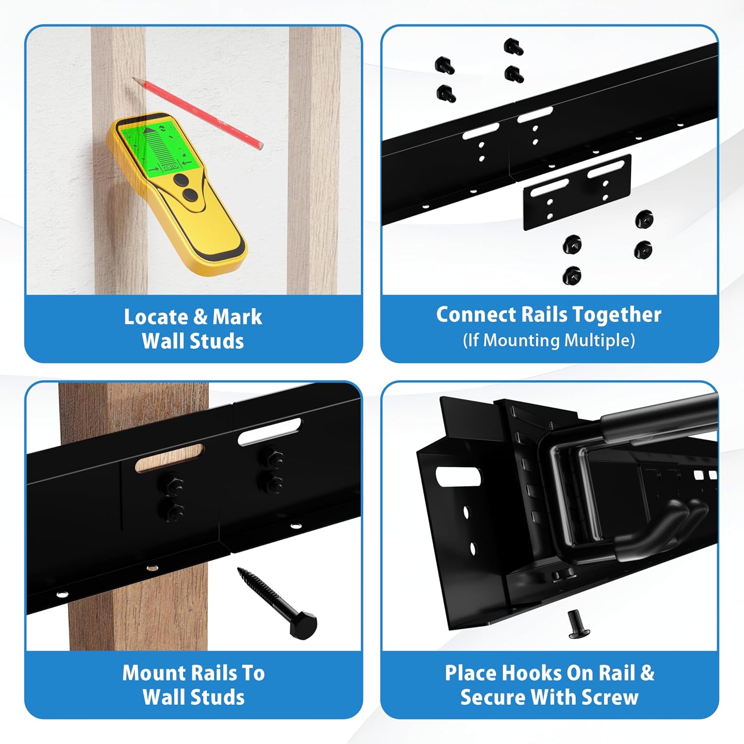 USA Based Ski Rack Wall Mount, Holds 6 Pairs for Ski Storage Rack, Snowboard Hanger & Ski Holders for Wall Storage
