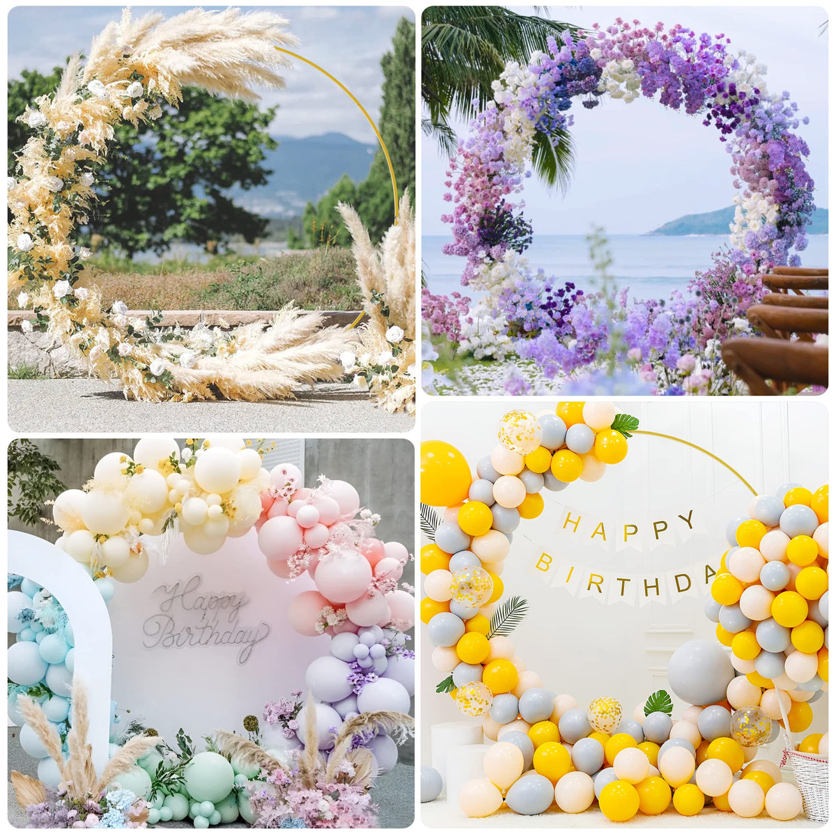 Round Backdrop Stand 5FT Gold Metal Circle Balloon Arch Frame