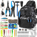 Fishing Gear, Fishing Backpack with Tackle Box, Waterproof tackle Backpack with Rod Holders, Lures, Tools, Pliers &
