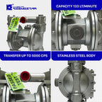 COSMOSTAR D0903 3/4" Double Air Diaphragm Pump, Aluminum Body, Teflon Ball, seat and Diaphragm, Pump Muffler, Pump, Chemical Pump, Waste Oil Pump, Pneumatic Oil Pump, Diaphragm Pumps
