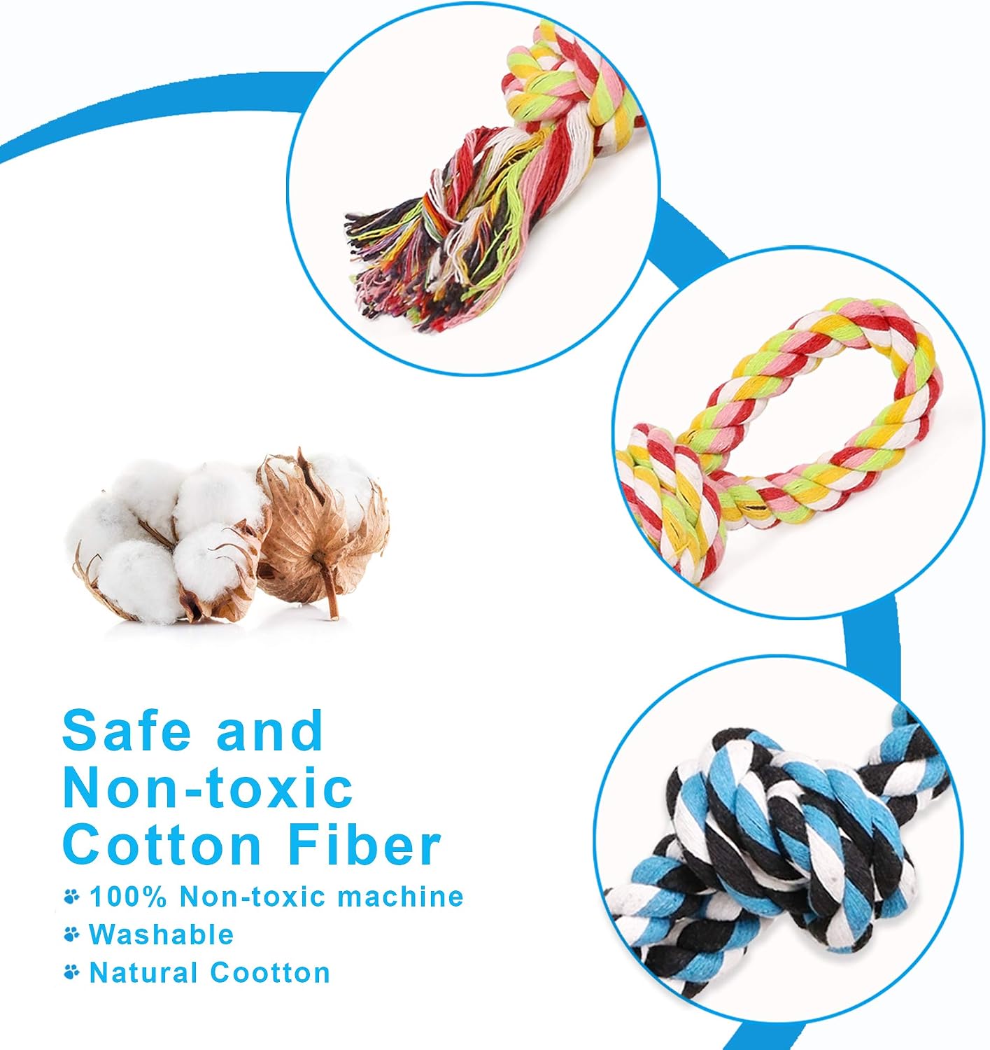 Dog Rope Toys 2 Nearly Indestructible Pet Toys for Medium to Large Breed, Dental Cleaning Chew Toys, Dogs Tug Toy for