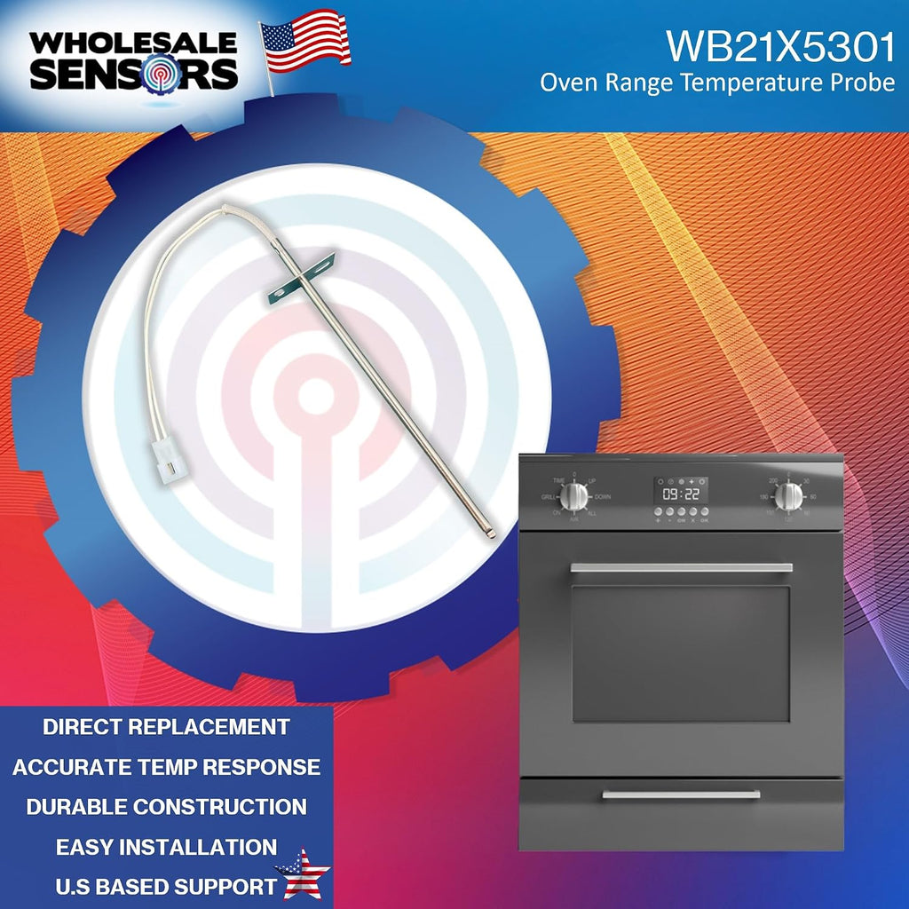 Replacement GE WB21X5301 Range Oven Temperature Sensor Probe Assembly 12 Month Warranty & USA Support