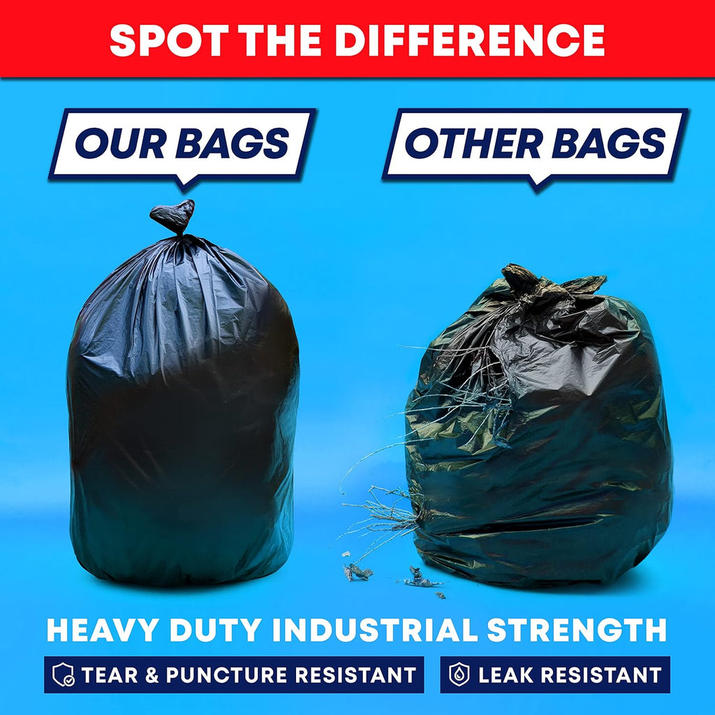 95-96 Gallon Trash Bags Heavy Duty (Huge 50 Bags W/Ties) 95-96 Gallon Trash Bags Large Black Heavy Duty Can Liners