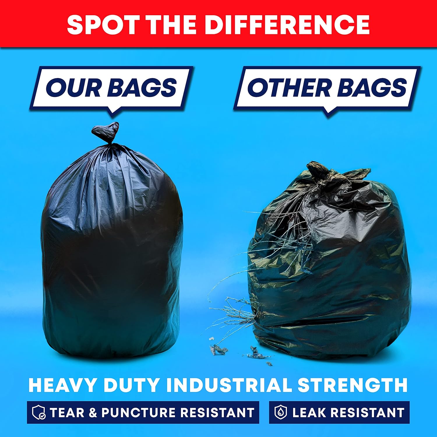95-96 Gallon Trash Bags Heavy Duty (Huge 50 Bags W/Ties) 95-96 Gallon Trash Bags Large Black Heavy Duty Can Liners