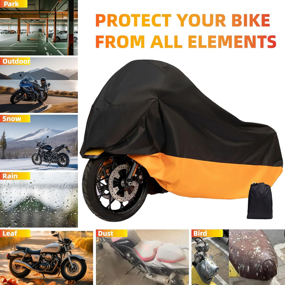 Motorcycle Cover Waterproof for Harley Davidson Street Glide Touring XXXL Orange