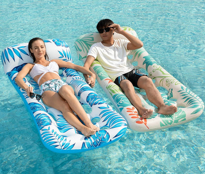 Inflatable Pool Float Lounge - 2 Pack Floaties Rafts for Adults Floating Lounger Sun Tanning Floats Cool Water Floaty