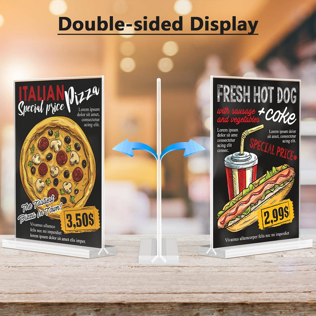 Acrylic Sign Holder 8.5" x 11" Double Sided Display Stand, 2 Pack | Clear Acrylic, Double-Sided Display, Stable