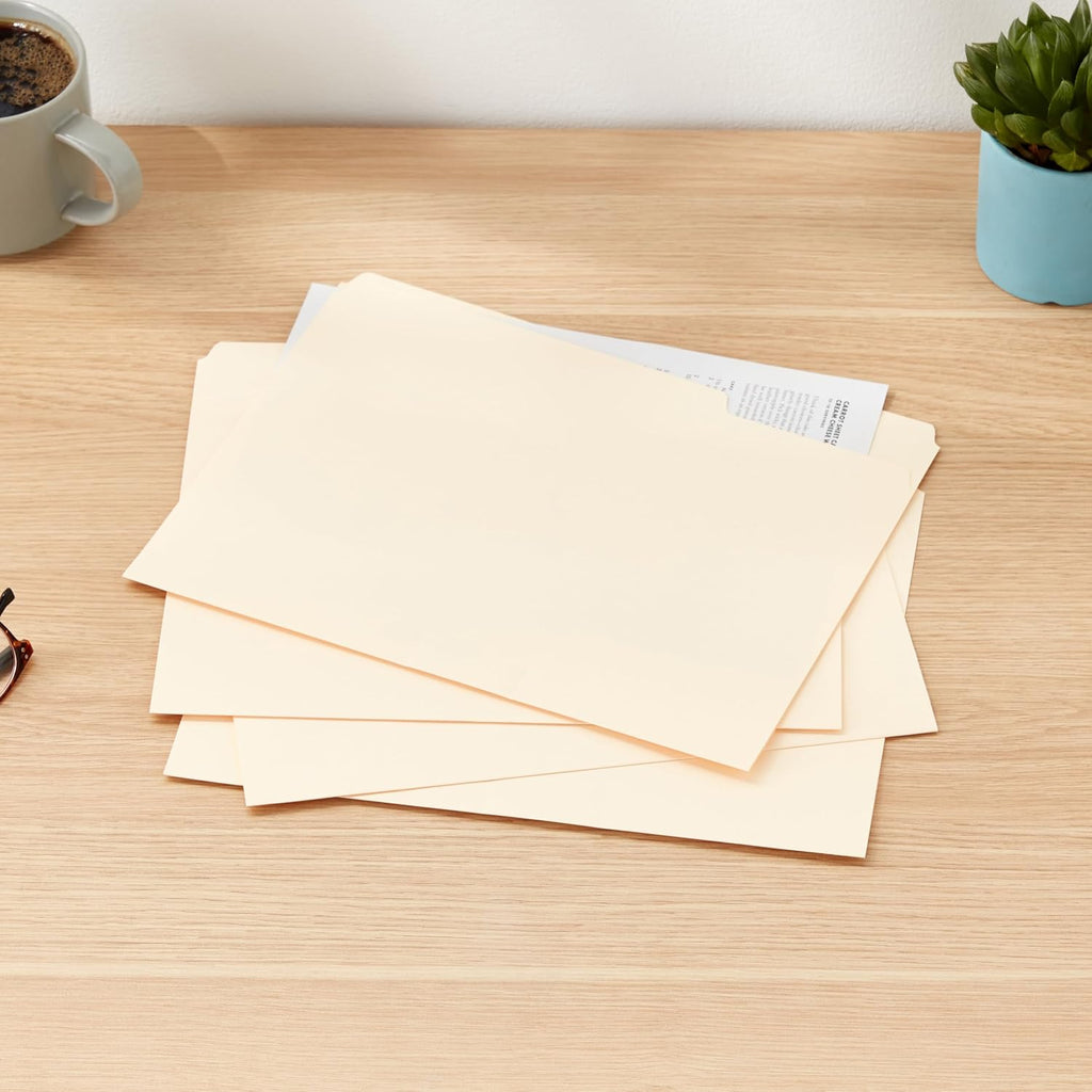 Sturdy File Folders with Reinforced Tabs for Filing and Organization, 1/3-Cut Tab, Assorted Positions, Letter Size