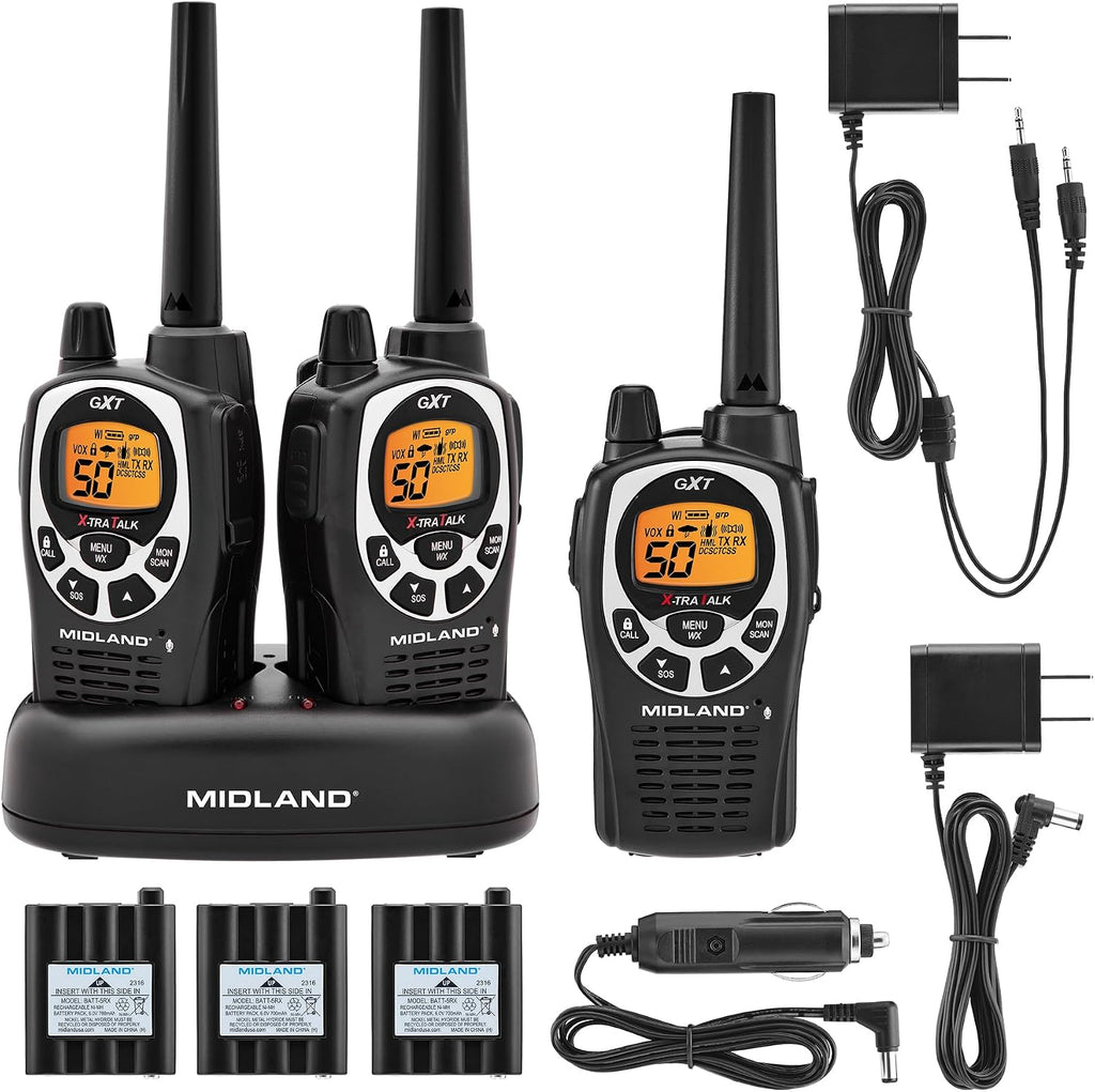 GXT1000X3VP4 GMRS Two-Way Radio (50-Channel, Long Range, 142 Privacy Codes, SOS, NOAA, Rechargeable Nickle Battery