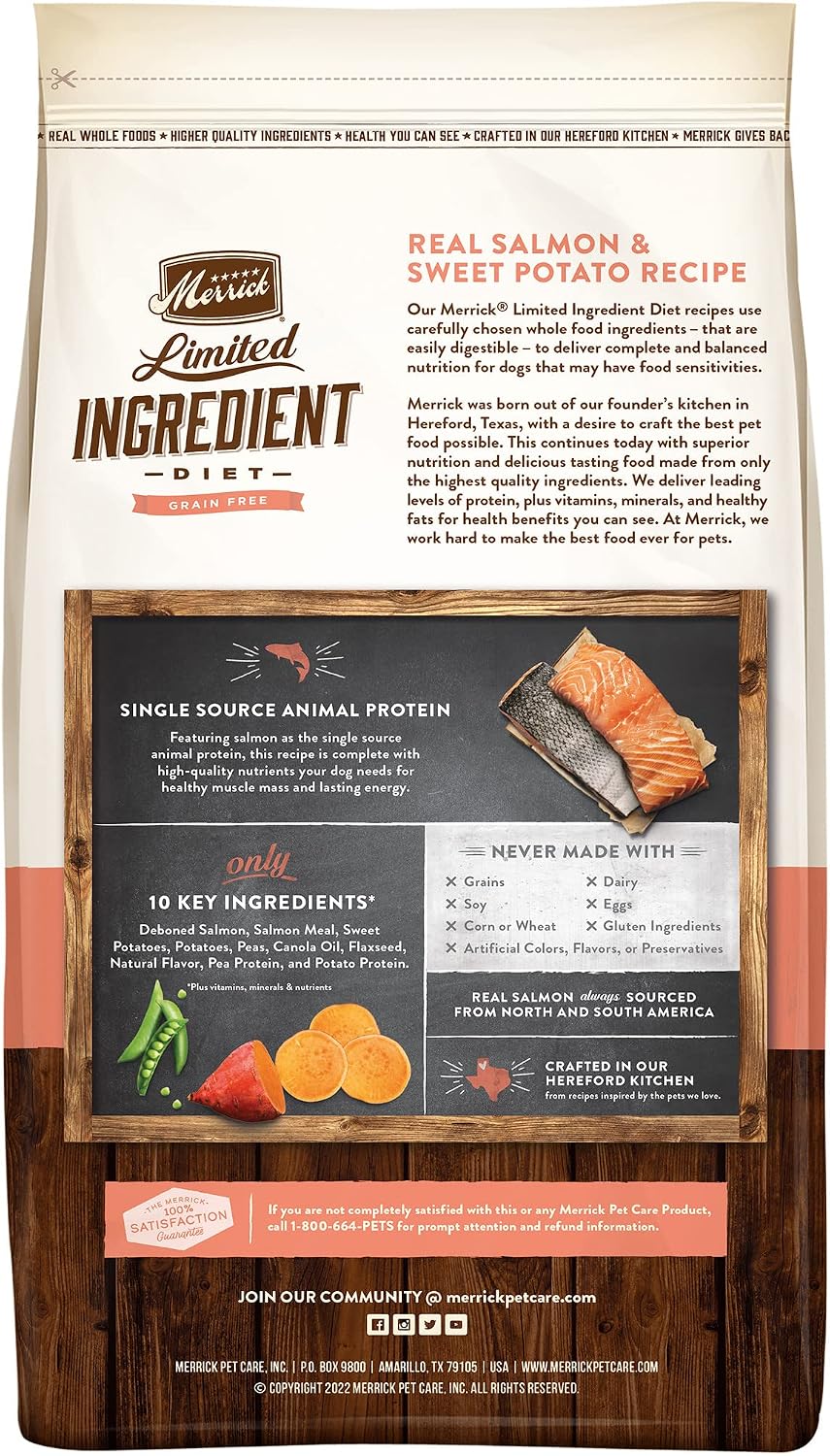 Limited Ingredient Diet Grain Free Dry Dog Food, Premium and Healthy Kibble, Salmon and Sweet Potato - 4.0 lb. Bag