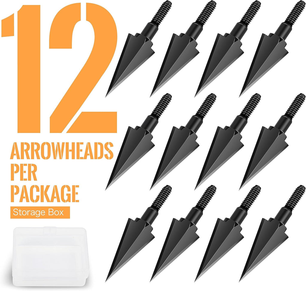 Broadheads 100/120/125/150 Grain Traditional Archery Arrow Tips for Compound, Recurve Bow & Crossbow, Pack of 12