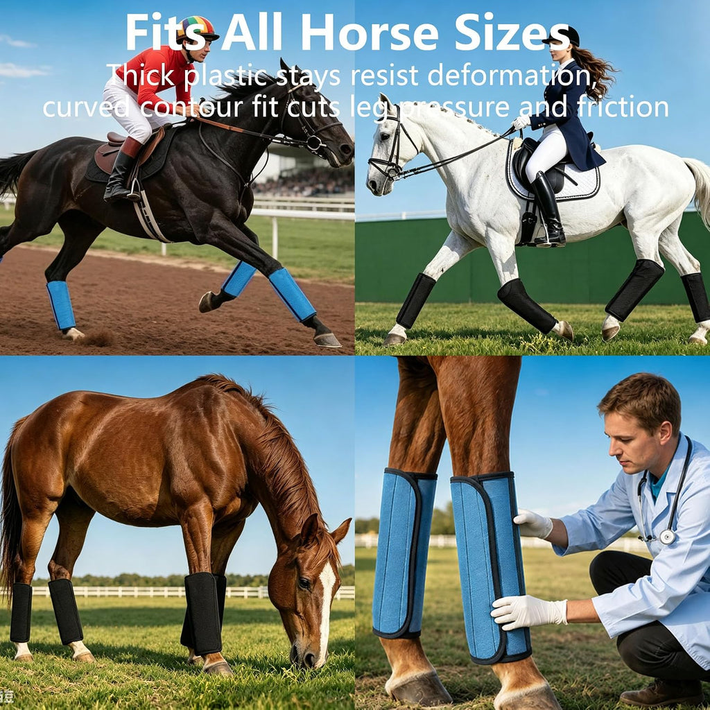 Horse Fly Boots,Fly Boots for Horses Set,Reduce Stomping (Black 4pcs)