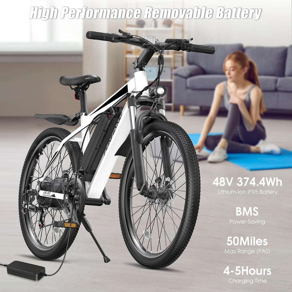 Electric Bike for Adults, 1000W Peak Ebike, 50Miles Electric Mountain Bike, 26" Adult Electric Bicycle with 48V