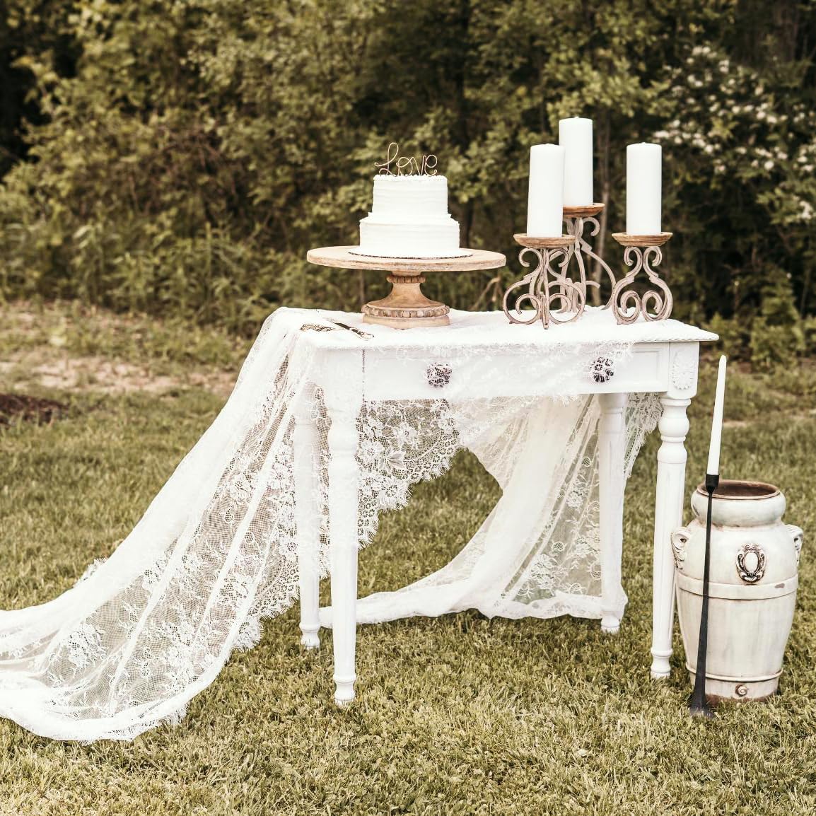 Lace Tablecloth White Wedding Tablecloths 60x120 Inch Vintage