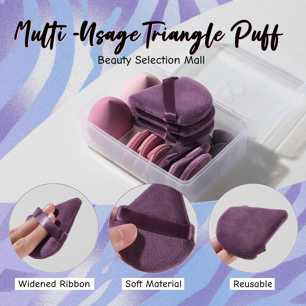Makeup Sponge Set BS-MALL Triangle Puff 14PCS Non-Latex Beauty Blender Sponges with Travel Case, Soft Makeup Puff for