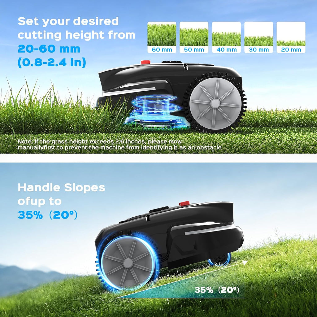 V3 Robotic Lawn Mower with AI Vision Obstacle Avoidance, Smart APP Control, Low-Noise Operation, Adjustable Cutting