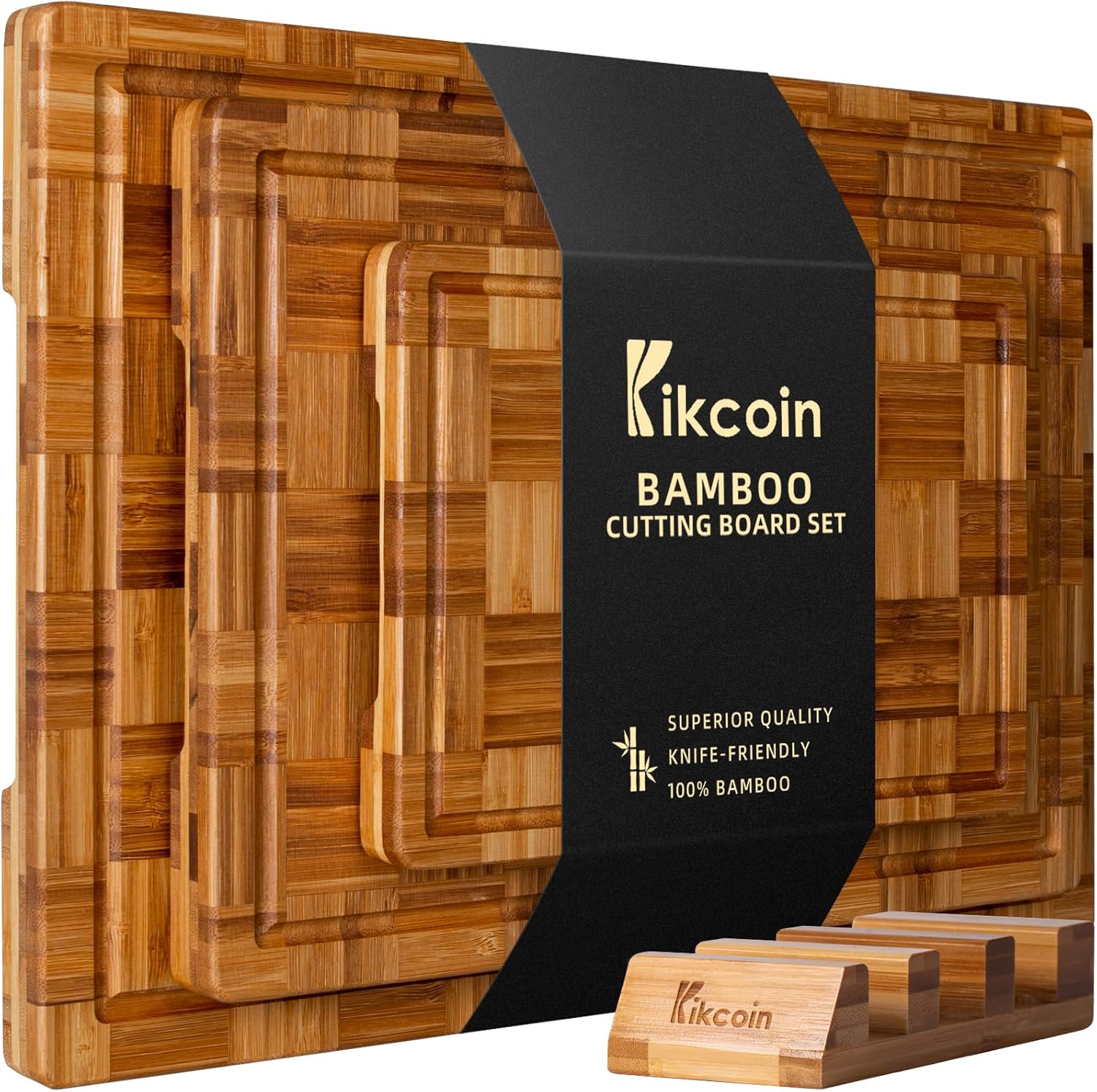 Extra Large Bamboo Cutting Boards, (Set of 3) Chopping Boards with Juice Groove Bamboo Wood Cutting Board Set Butcher