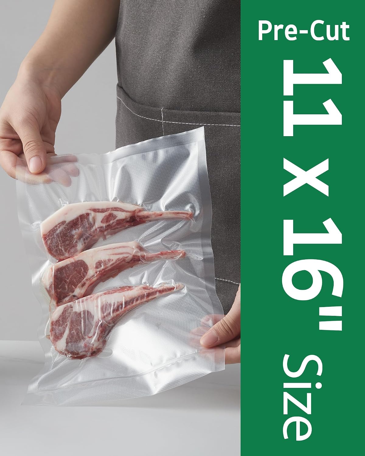 100 PCS Vacuum Sealer Bags, Gallon Size 11" x 16" Precut Seal Bags