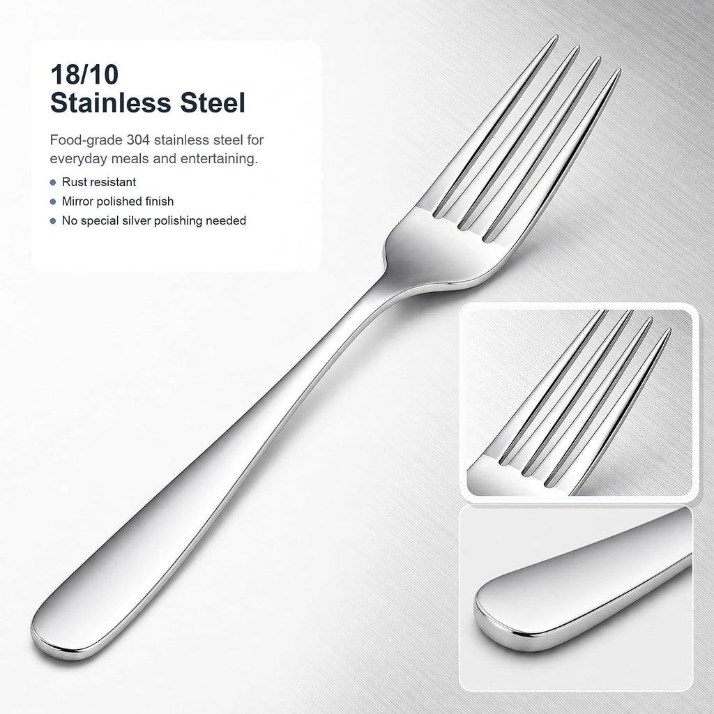 12 Piece Dinner Forks Set, 18/10 Stainless Steel Forks Silverware, 8 Inch