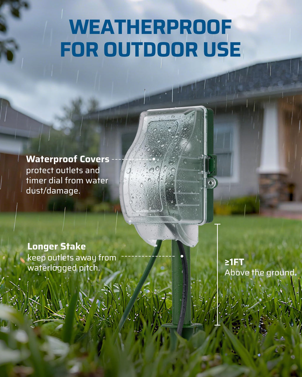 Outdoor Power Stake Timer, Dusk to Dawn Timer with 6 Outlets