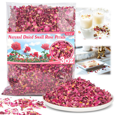 3oz Dried Small Rose Petals - Natural Red Flower Petal for Bath Crafts