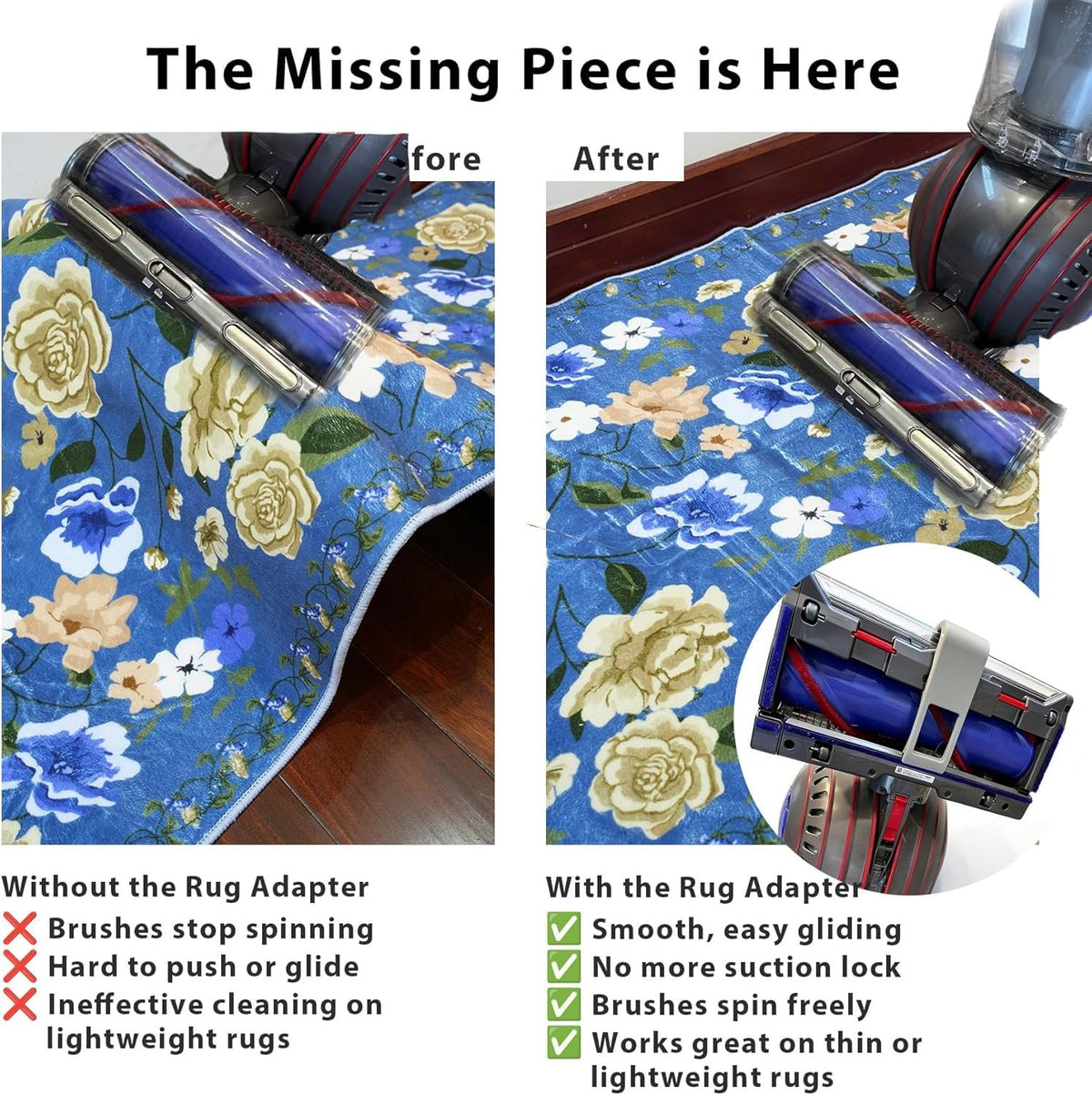 Vacuum Adapter for Dyson Ball Animal 3/3+ Upright, Anti-Lock Rug Attachment