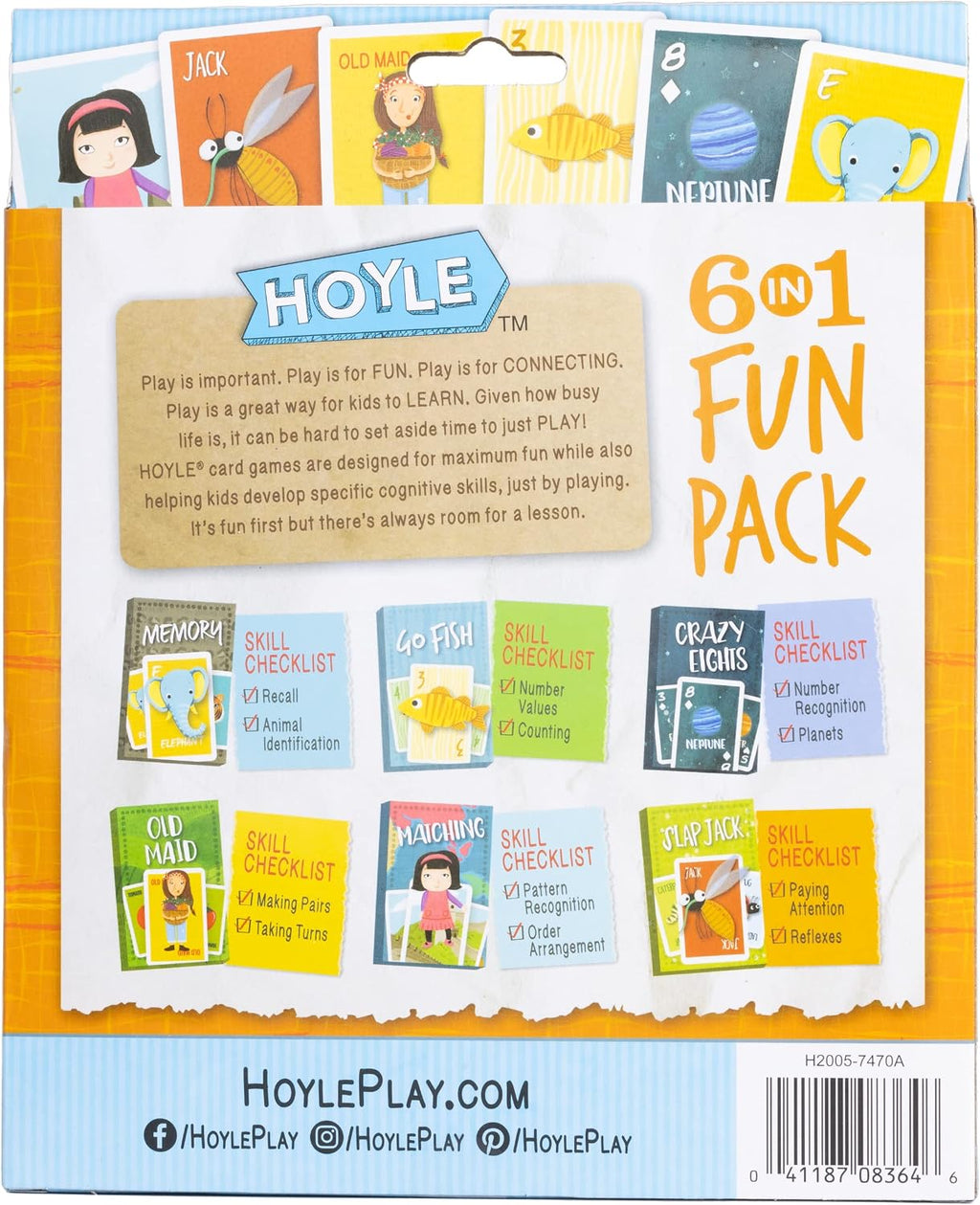 6-in-1 Kids Card Game Pack Go Fish Memory Old Maid Ages 3 Plus | 6 games in 1 pack Go Fish Memory Old Maid Crazy