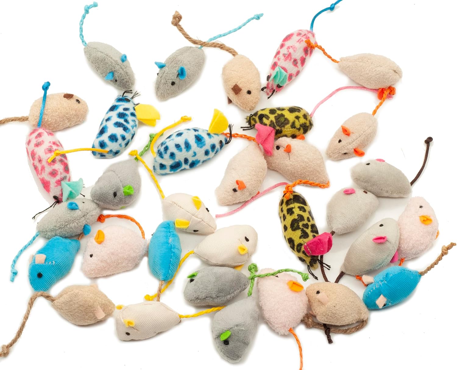 Mouse Cat Toys Soft Plush Catnip Mice Assorted Style Variety Pack 32 Count