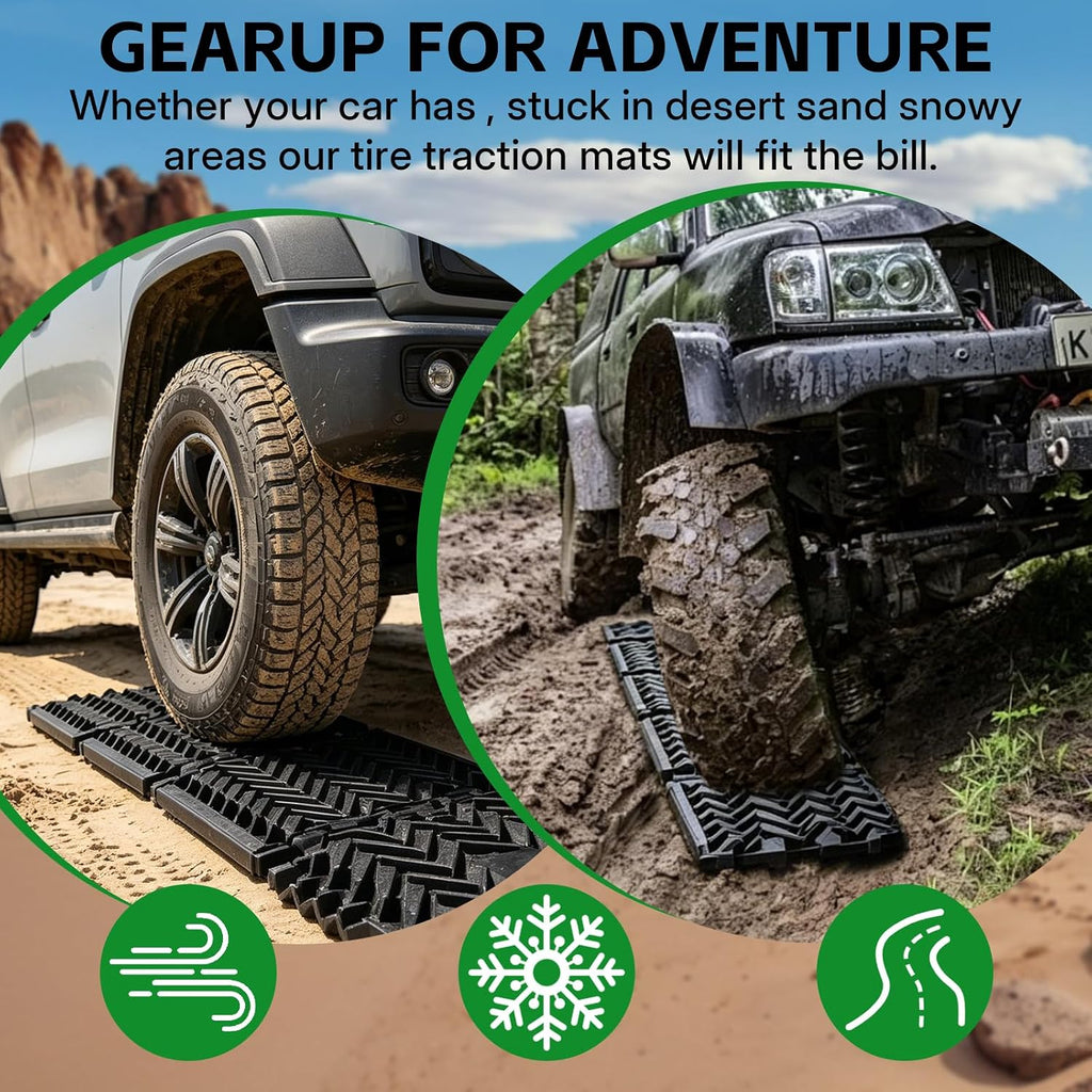 Tire Traction Pad Foldable Mats, Portable Recovery Track Boards for Off Road 4X4 Snow, Ice, Sand,Emergency Tire