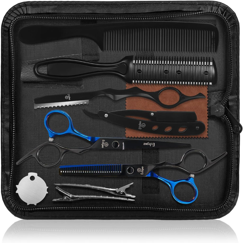 Hair Cutting Scissors Set Professional | Hair Shears Kit with Thinning Blender & Straight Scissors for Men Women Home